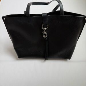 Rebecca Minkoff Black Pebbled Leather Tote Shoulder Bag Large